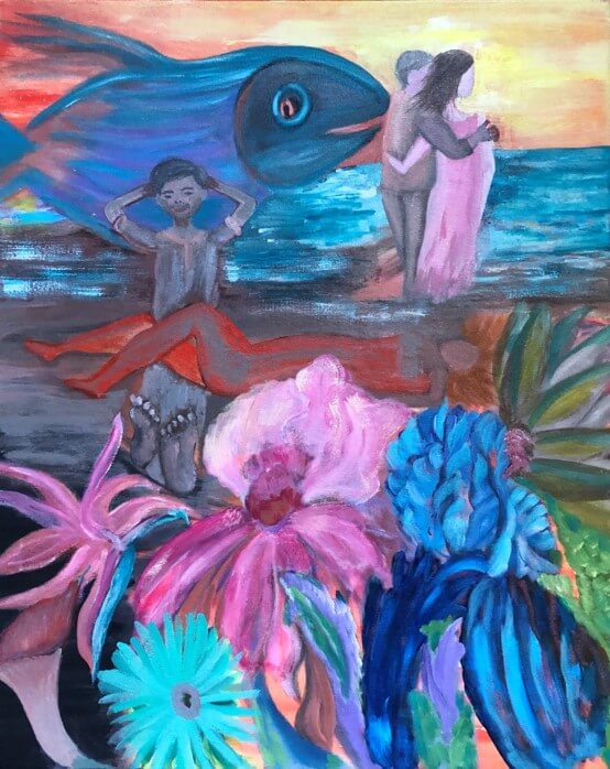 Hoda Awad, Day Dreamers​, Acrylic on canvas, 30" x 24"​