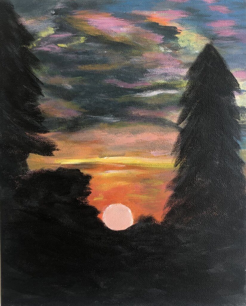 Jennifer Guilbe, "New London Sunset," Acrylic on Canvas, 8"x10"