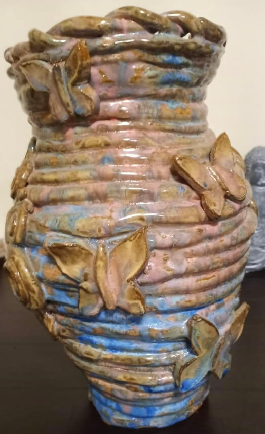 Ariana Bradley, "Butterfly Coil Pot," Clay, Ceramics I Fall 2020, Instructor Eileen Young