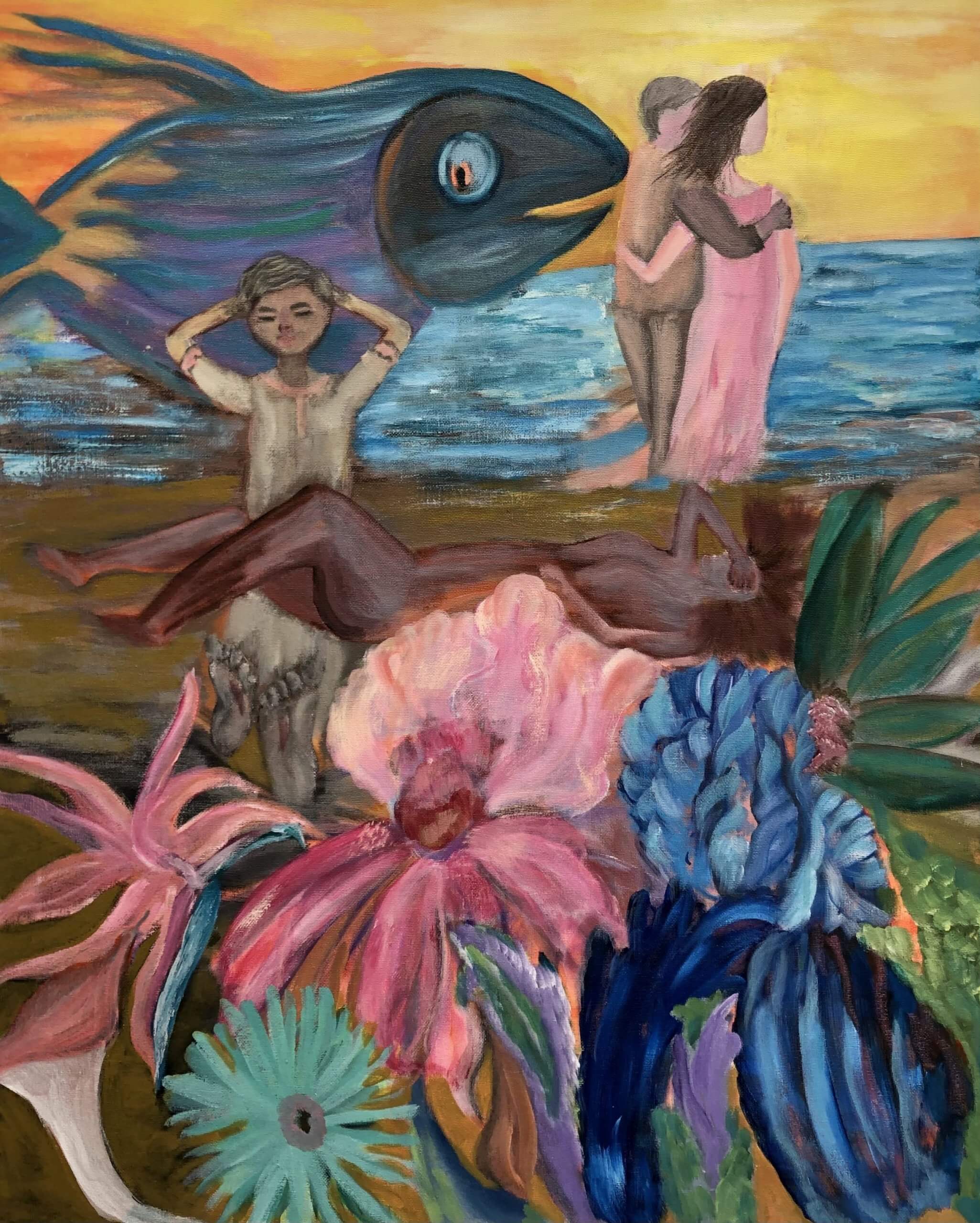 Hoda Awad, "Daydreamers," Acrylic On Canvas, 30" x 24"