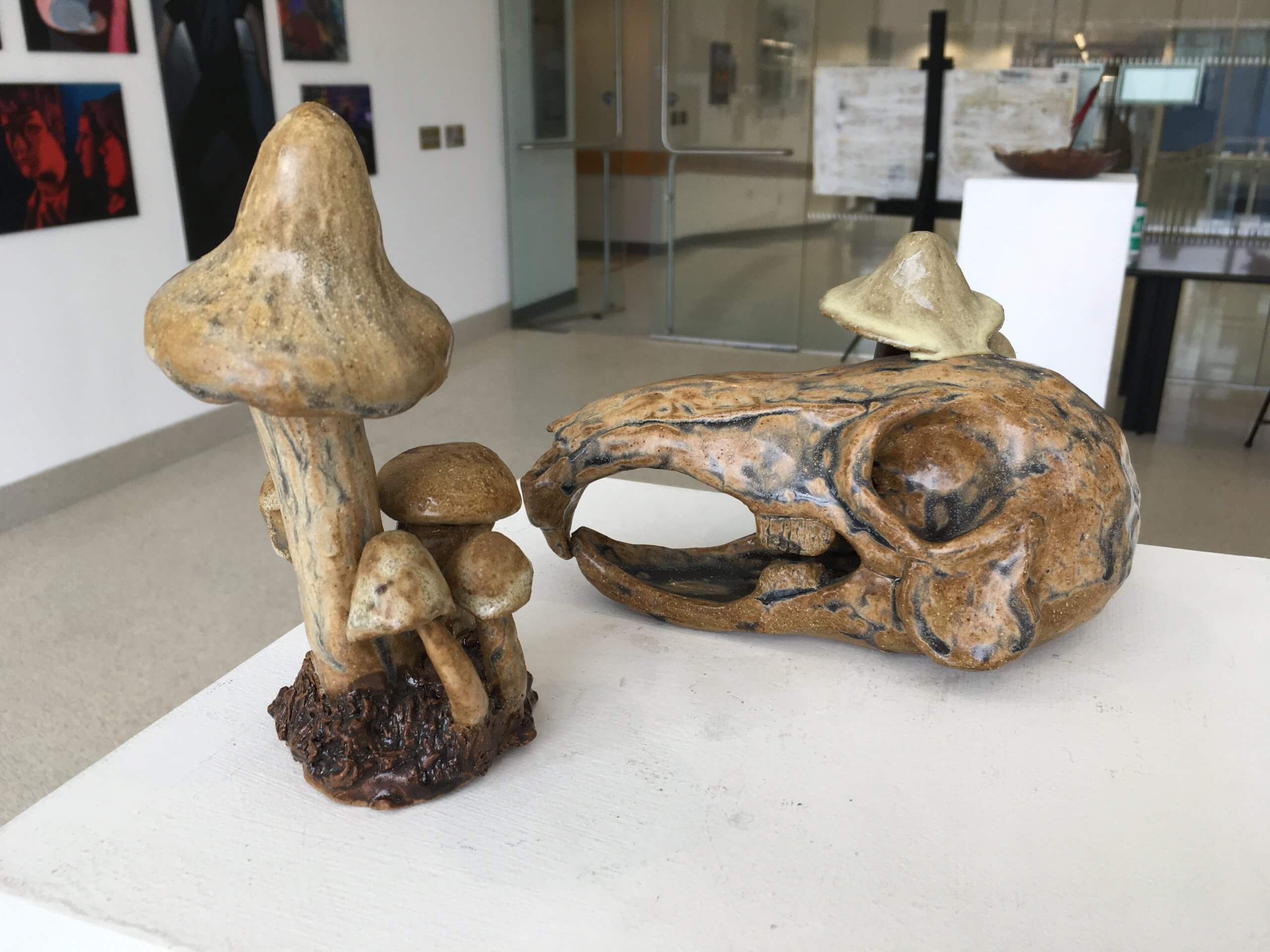 Makayla Richardson, "Fungi Pipe (Right) Death is Not the End" (Left), 2" x 5" (Right) 4.5" x 7" (Left)