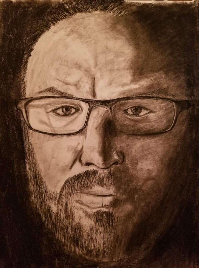 Gregory Wetzel, "Self Portrait," Charcoal, Drawing I Fall 2020, Instructor Jacob Cullers
