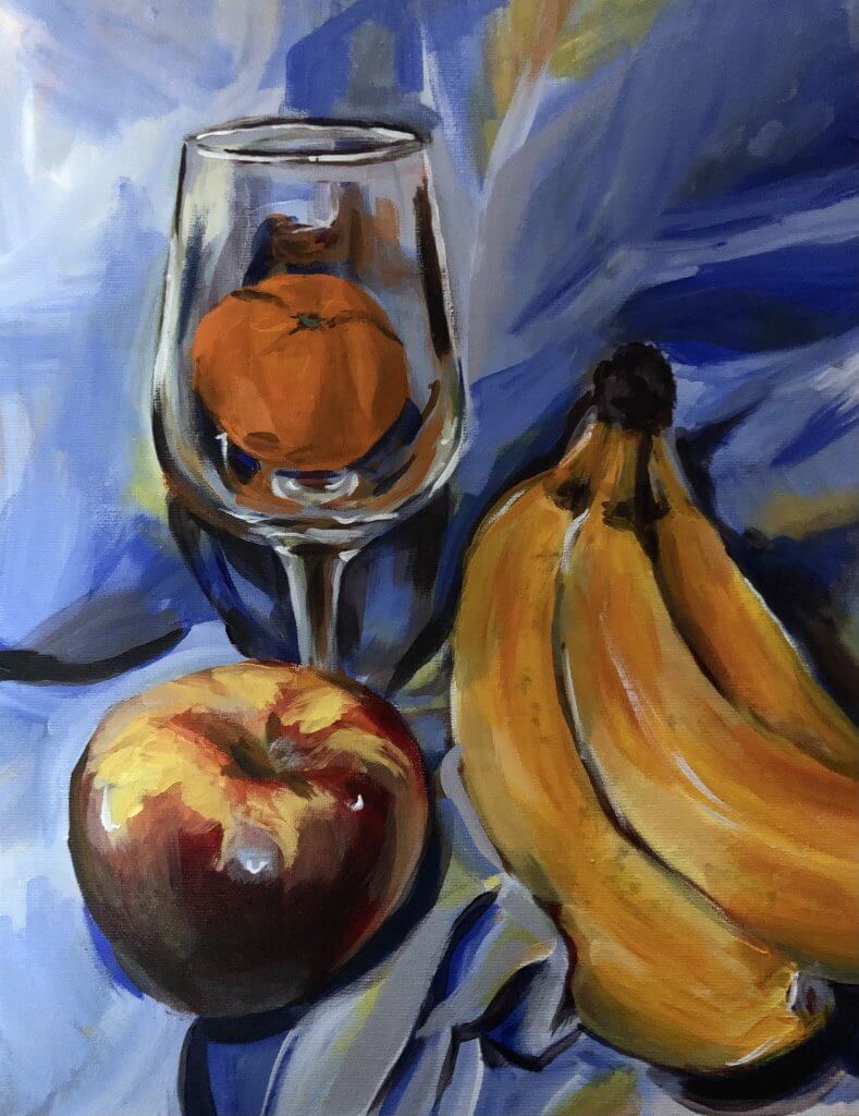 MacKenzie Gaulin, "Fruit Still Life," Acrylic, Painting I Spring 2021, Instructor Sandra Jeknavorian